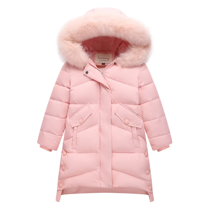 Girls Winter Down Jacket Korean Fashion Kids Thicken Hooded Long Outerwear Coat For School Girl 5 7 9 11 13 15 Years Parkas