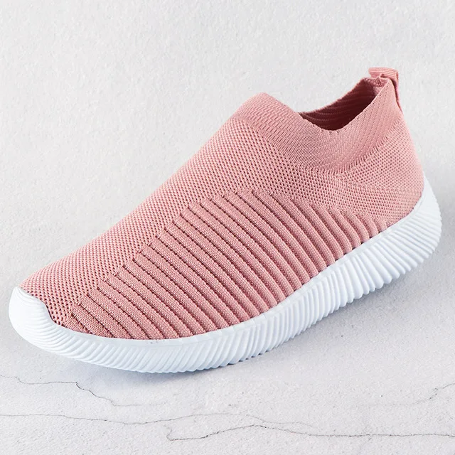 hmy 23 Pink Женские кроссовки; женская трикотажная Вулканизированная обувь; повседневная женская обувь без застежки на плоской подошве; кроссовки из сетчатого материала; мягкая прогулочная обувь; zapatos mujer - Цвет: hmy 23 Pink
