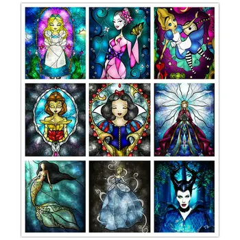 

Cartoon full square / round drill 5d diamond painting girl diamond mosaic fairy fantasy color sticker handmade crafts 40x50cm
