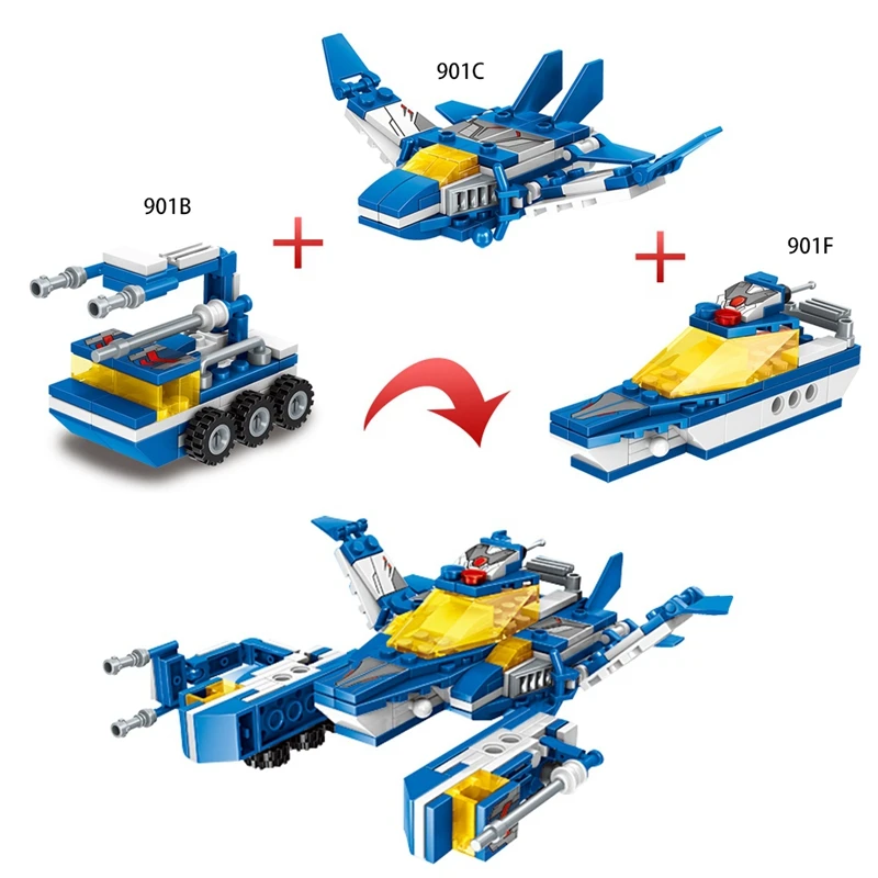 6 в 1 морские, воздушные и воздушные силы, собираемые вместе строительные блоки для детского интеллекта, сборные Diy игрушки