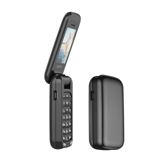 Новейший L8star BM60 мини флип музыкальный телефон Bluetooth циферблат мобильный телефон FM радио волшебный голосовой смены 3,5 разъем для наушников Mp3 музыка - Цвет: BLK
