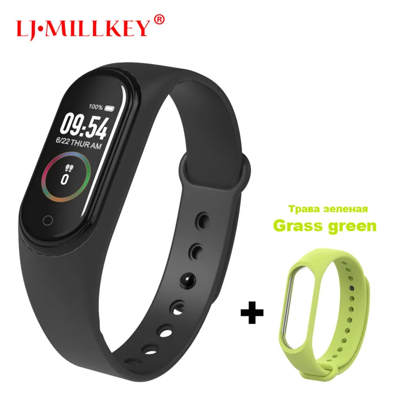 M4 Black x Green Умный Браслет Интеллектуальный трекер активности M4 умный Браслет Смарт-браслет 4 пульсометр фитнес-трекер умные часы для мужчин и женщин - Цвет: M4 Black x Green