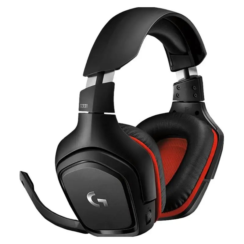 Проводная игровая гарнитура logitech G331 3,5 мм, стерео накладные наушники с микрофоном, периферийные аксессуары для компьютера
