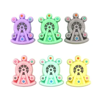 

5PCS Baby Cartoon Teethers Silicone Mini Ferris Wheel Shape Teething Chewing Toy DIY Pacifier Chain Infant Toddlers Bite Teether