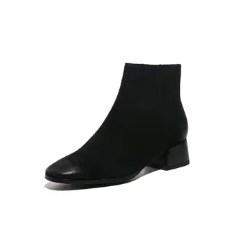 

2020 Quality Suede Leather Female Short Boots Chelsea Boots Dancing Shoes Woman Autumn Winter Warm Women Ankle Boots