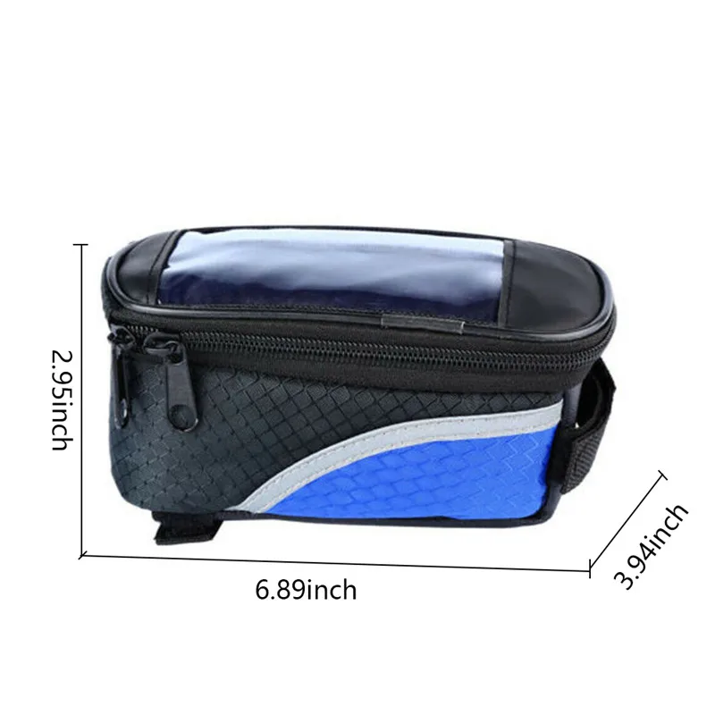 Oxford Front Bicycle Bag Mountain Bike Sensitive Touchscreen Mobile Phone Bag Double Zippers Rainproof Cycling Bag Accessories