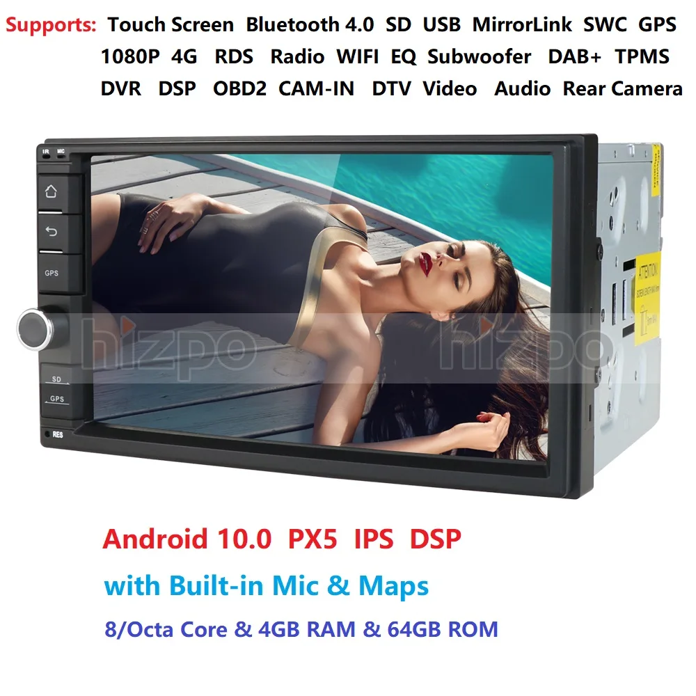 2 Din 7 ''Восьмиядерный Универсальный Android 9,0 4 Гб ram 32G rom автомобильный Радио Стерео gps навигация WiFi 1024*600 сенсорный экран 2din автомобильный ПК