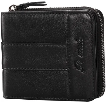 

FGGS-PI UNCLE Leather Men's Short Wallet Mini Retro Coin Change Card Holder Girls Anti-netic Retro Bag