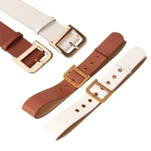 

Wide PU Belts Women Luxury Band Girl Vintage Design Metal D Buckle Female Long Jeans Waistband
