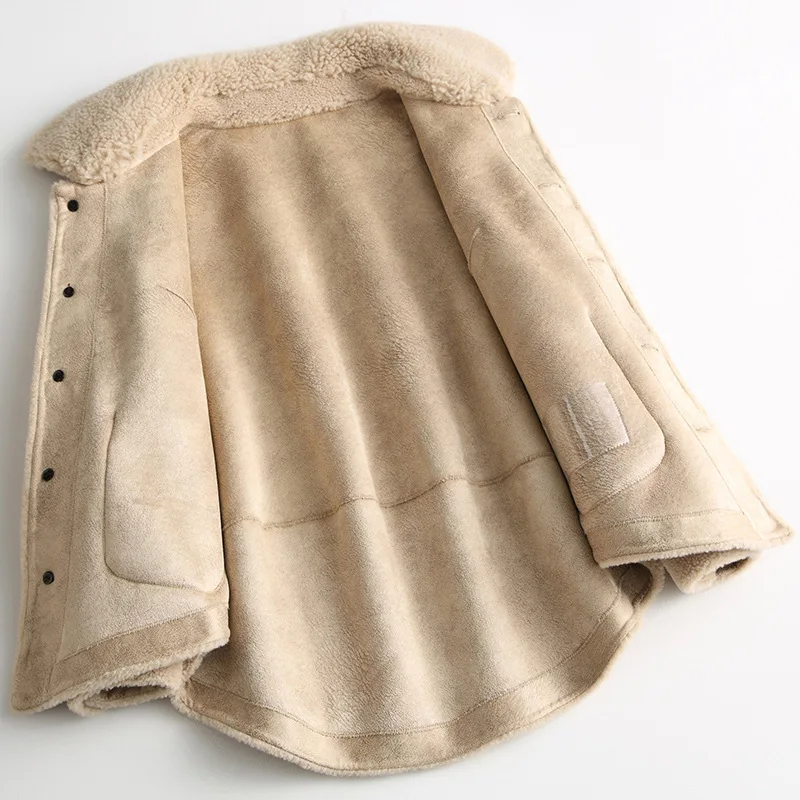 

Korean coat with natural fur, sheep haircut, 100% wool, jacket, autumn-Winter, fur coats, Manto for women,