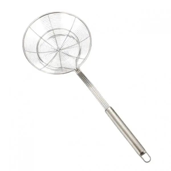 2 Pieces Stainless Steel Spiral Lifter Skimmer Deep Frying Strainer 20cm&14cm - Silver