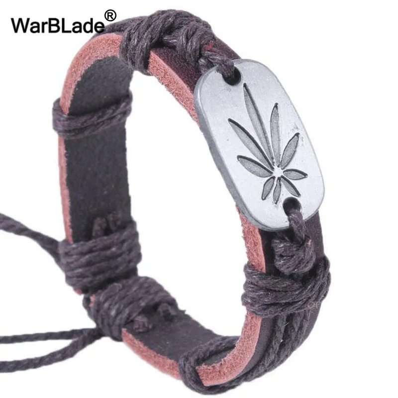 WarBLade Leather Metal Maple Jamaica Unisex Men's& Lady's Love Fashion For Women Bracelet Bangle Lucky Leaf Men 10pcs
