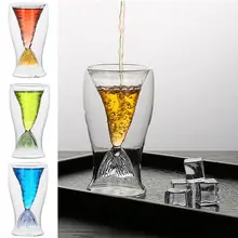 Рождественский подарок ручной работы с термоизоляцией, двойной стакан для кофе чашки для молока чая Модные прозрачные офисные домашние чашки Посуда для напитков Русалка Стильный Горячий