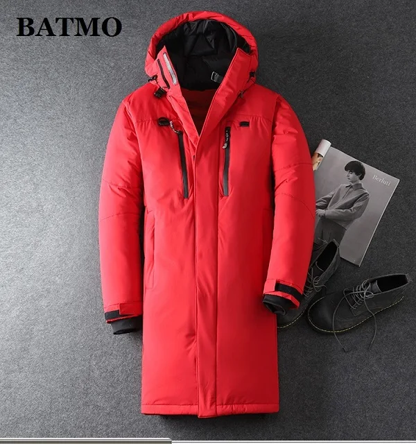 red BATMO Новое поступление зимние высококачественные толстые белые куртки с капюшоном на утином пуху мужские зимние пальто большие размеры 510 - Цвет: red