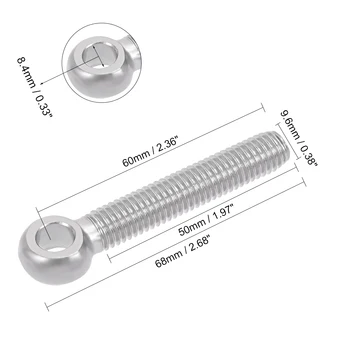 

uxcell 304 Stainless Steel Machine Shoulder Lift Eye Bolt Rigging M10x60mm-4pcs