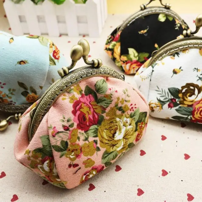 Women Retro Vintage Flower Coin Purse