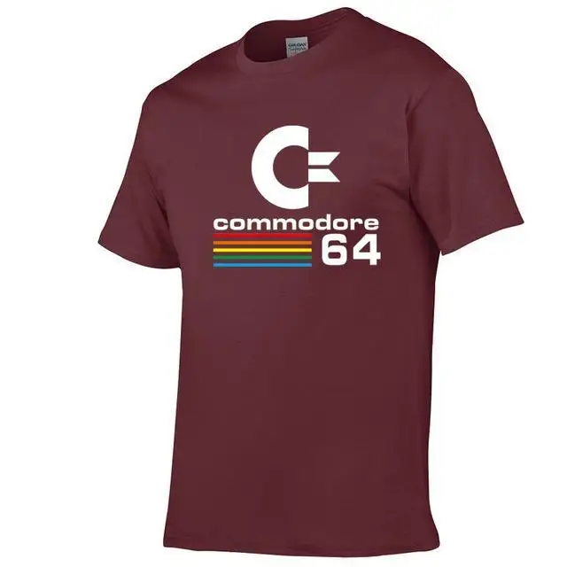Red wine Летние Commodore 64 Футболки C64 SID Amiga Ретро 8-bit ультра классный дизайн винил футболка мужская Костюмы с короткий рукав - Цвет: Red wine