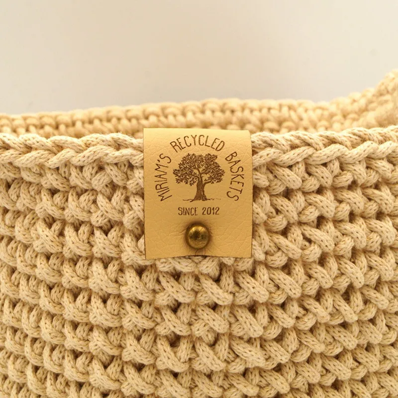 30pcs Brand logo handmade tags with rivets Custom Leather labels for knitting clothing Sewing crochet knitted items DIY label 30pcs sewing clothes labels personalised text logo handmade leather tags with rivets center fold crochet knitting items label