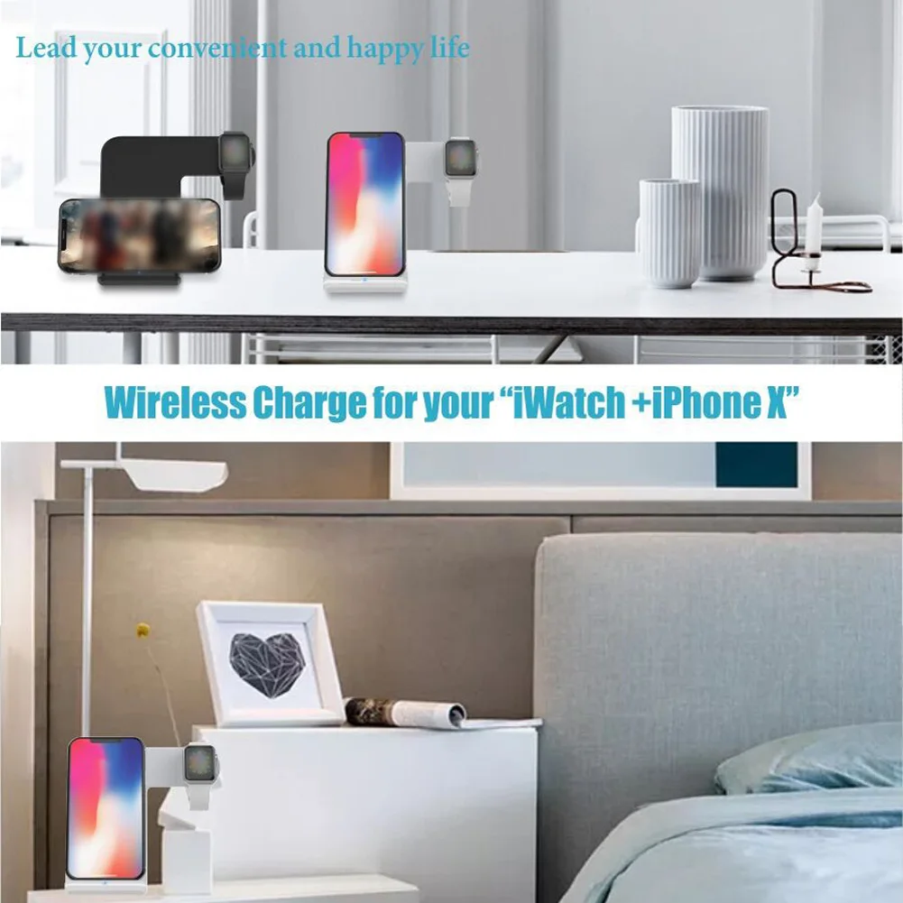 Для Ipone X 8 Быстрая зарядка портативный 2 в 1 беспроводной держатель Полезная зарядная подставка для Apple Watch быстрое зарядное устройство