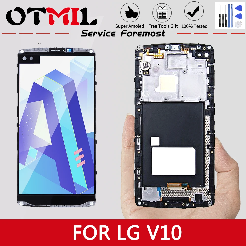 ЖК дисплей 5 7 дюйма для LG V10 с сенсорным экраном рамкой и дигитайзером в сборе LCD H960