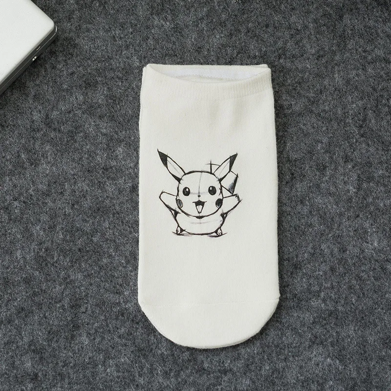 Носки с 3D принтом «Покемон», унисекс, пара летних невидимых носков, модные уличные черно-белые короткие носки в стиле Харадзюку - Цвет: 7
