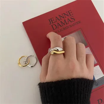 Wave Shape Gold Silver Color Adjustable Rings For Women Korean Open Cuff Finger Ring Anillos Anelli Jewelry