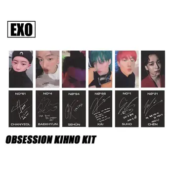 

KPOP EXO OBESSION KIHON KIT Version Photo Card Self Made Autograph Cards Round Corner Photograph