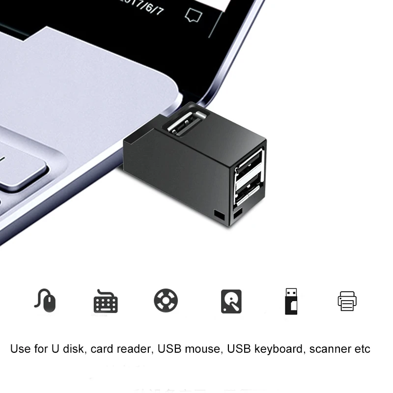 Портативный мини 3 порта usb-хаб USB 2,0 3,0 высокоскоростной концентратор разветвитель коробка адаптер для ПК ноутбук MacBook U диск кард-ридер с ремешком