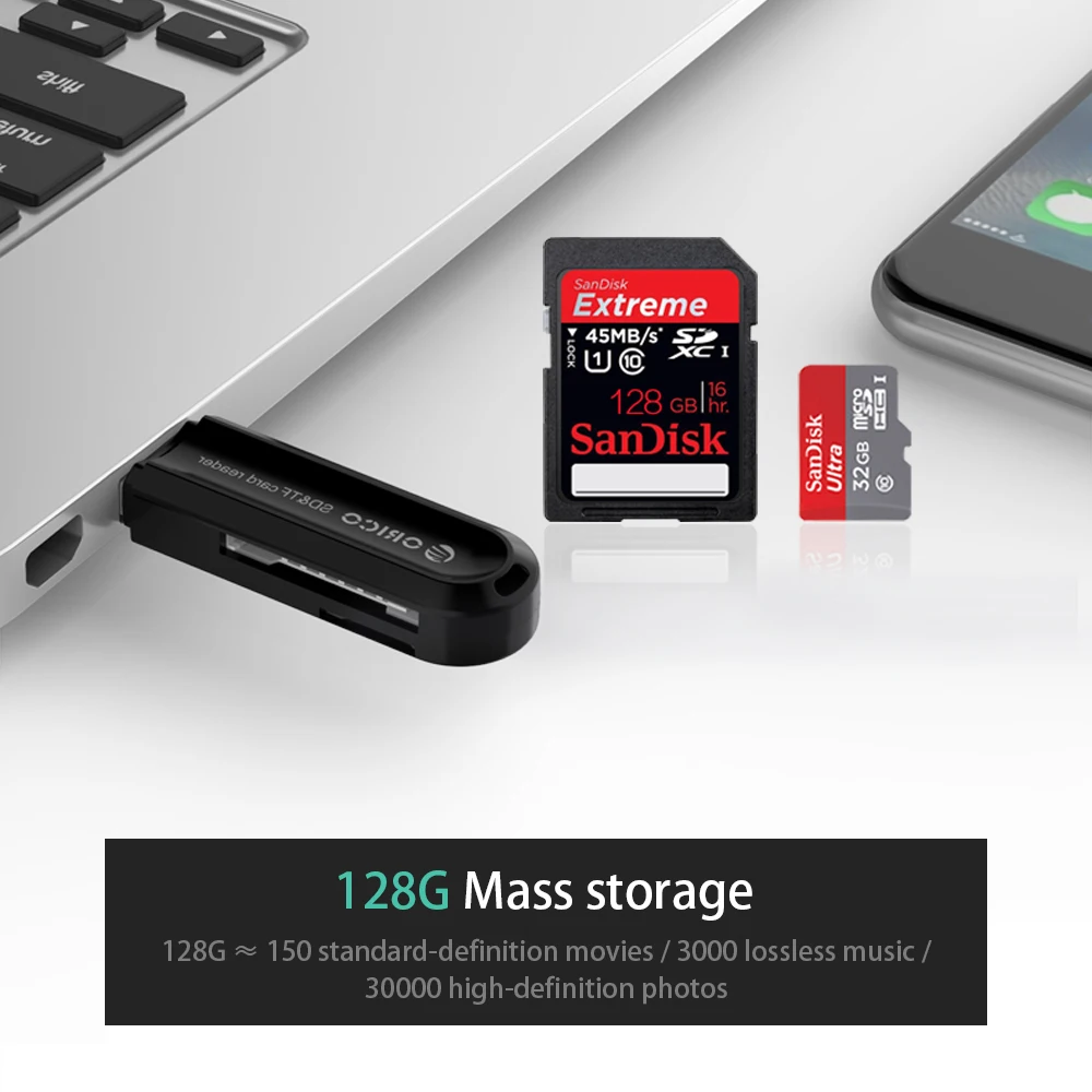 ORICO кардридер USB 3,0 SD/Micro SD TF карта памяти адаптер для Macbook Pro samsung Ноутбук USB3.0 кардридер SD кардридер