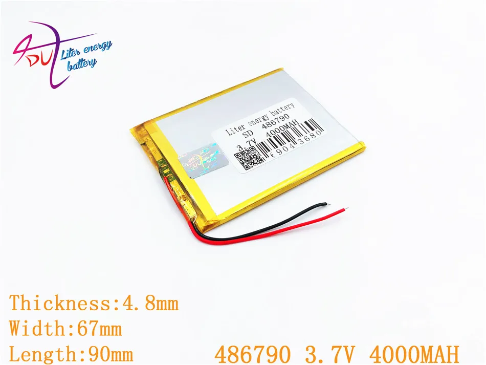 Планшетный аккумулятор 3,7 V 4000mAh 486790 456590 универсальный литий-ионный для планшетных ПК 7 дюймов 8 9 Mp3 gps Мобильный bluetooth