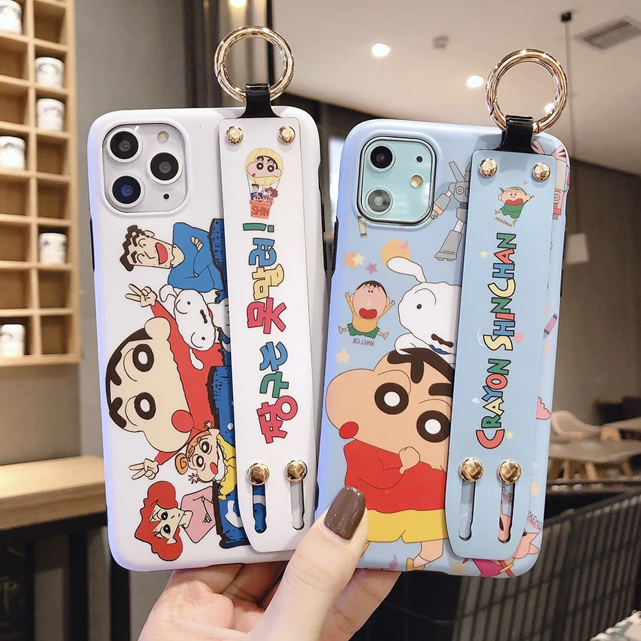 Чехол с рисунком Crayon Shin Chan для iPhone 11 Pro XR XS Max X 7 8 6 6S Plus 11Pro милый чехол-подставка для телефона с аниме-браслетом