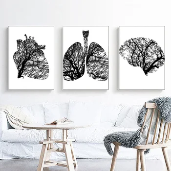 

5D round square diamond embroidery Diy full sets diamond painting mosaic Anatomy Heart Brain Black and White rhinestone 3pcs set