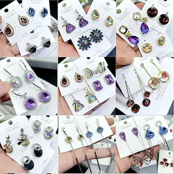 

30 Pairs/lot top quality fashion women earring lot wholesale luxury zircon women wedding earring jewelry lot 201030-69