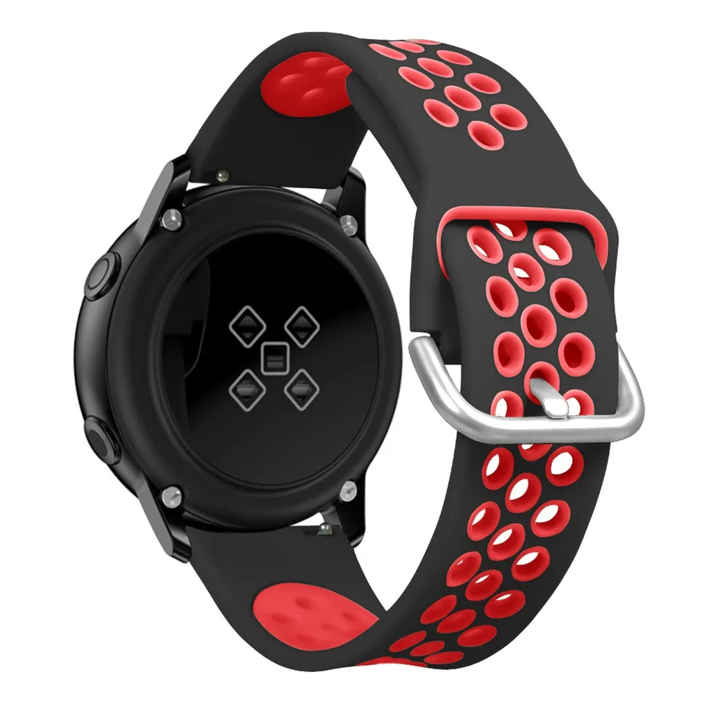 OMESHIN For Samsung Galaxy Watch Sports Skin-friendly Soft Silicone Watch Belt 42mm/Active Adjustable Clasp Porous Design 717#2