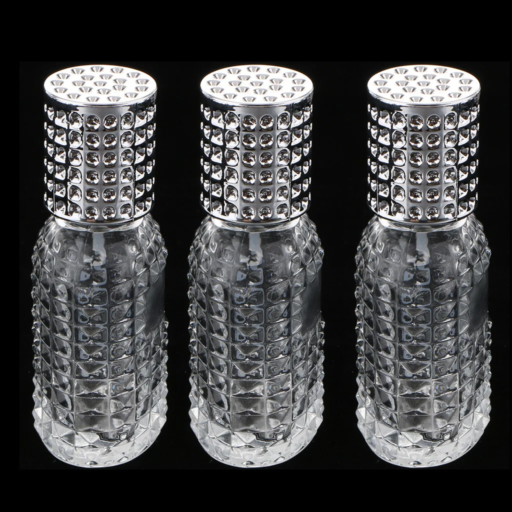 3pcs Crystal Glass Pineapple Design Empty Refillable Perfume Fragrance Spray Bottle Travel Size
