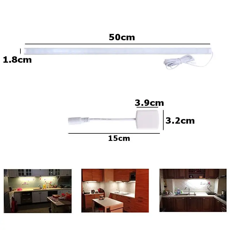 LWARML new 4 piece 50CM cabinet bottom light DC12V kitchen lamp 1000LM LED hard light tube bedroom wardrobe counter stair light