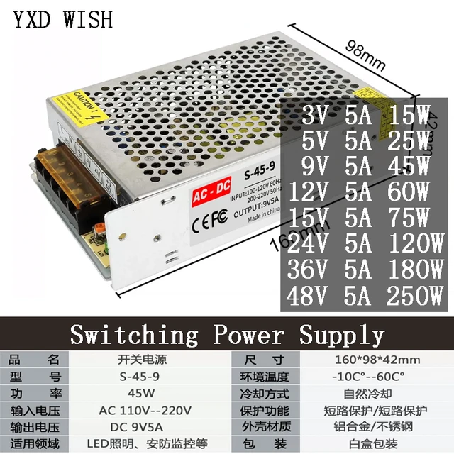 Transformateurs 220v À 3v 5v 9v 12v 15v 24v 36 V 48v Alimentation