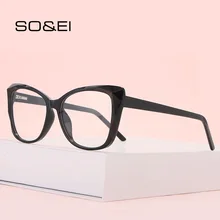 SO& EI, Ретро стиль, кошачий глаз, мульти класс, кристалл, для женщин, TR90, очки, оправа, прозрачная, анти-синий луч, линзы, очки, весна, шарнир, оправа для очков