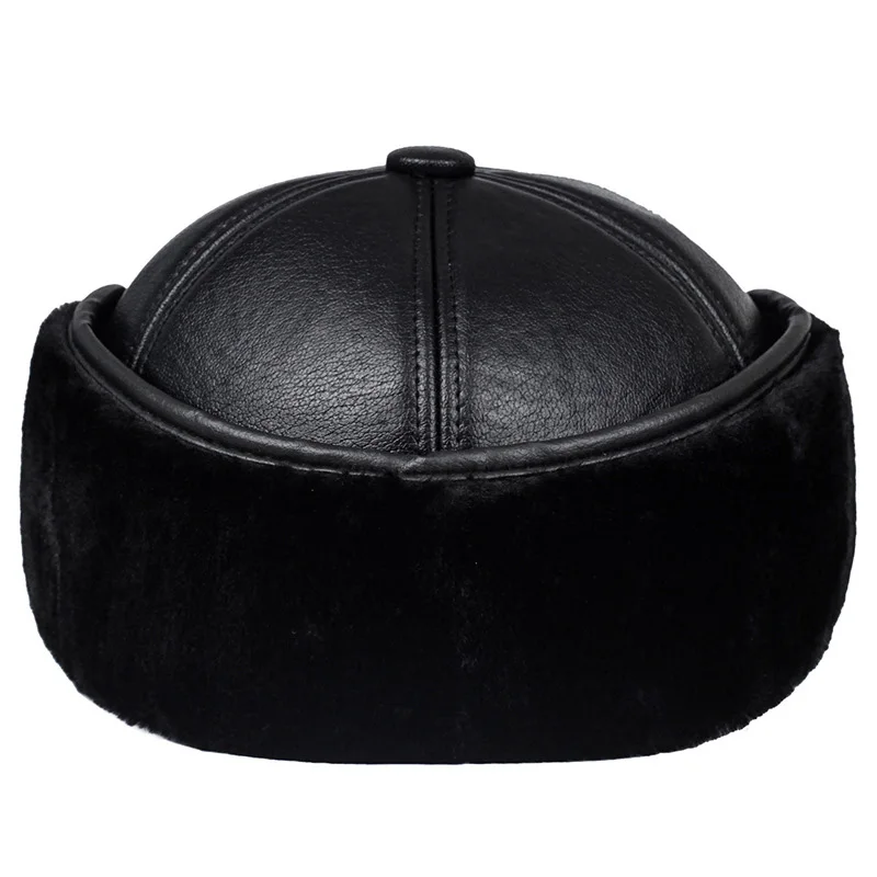 Зимняя бейсболка с ушками русский головной убор плоские кепки Casquettes Homme теплая меховая шапка черная Мужская шляпа для мужчин
