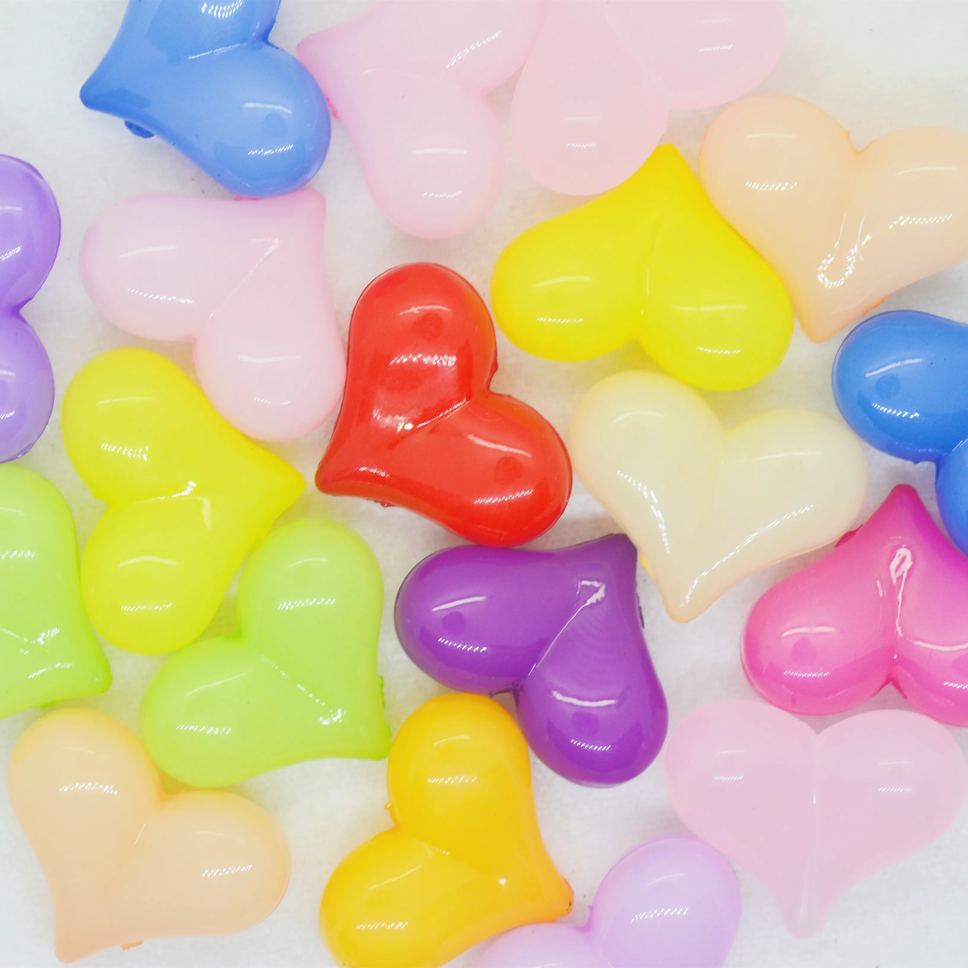 Acrylic Heart Beads For Phone Lanyard Children Jewelry Bracelets Heart Beads DIY Garment Loose 16X21mm