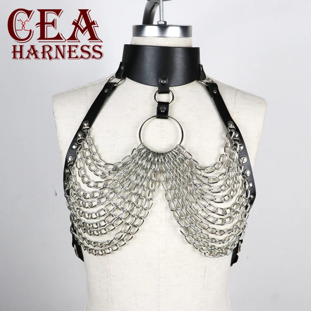 CEA.HARNESS, сексуальный бюст, подвязки для женщин, эротические аксессуары, пояс-цепочка, бюстгальтер, подтяжки, удерживающие ремни, чокер, связывание, ремни