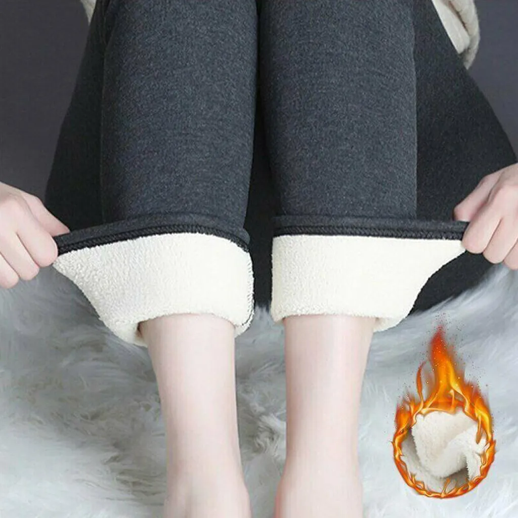 Большие размеры, черные женские леггинсы, теплые штаны, зимние обтягивающие плотные бархатные повседневные шерстяные Флисовые женские кашемировые брюки из овчины