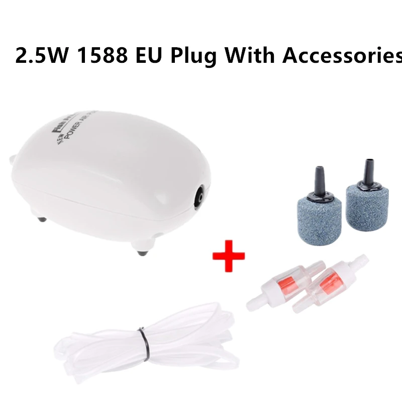 2.5W 1588Accessories Ультра бесшумный аквариум воздушный насос мини компрессор кислородный воздушный насос один двойной выход 220-240 в ЕС/США вилка аксессуары для аквариумов - Цвет: 2.5W 1588Accessories