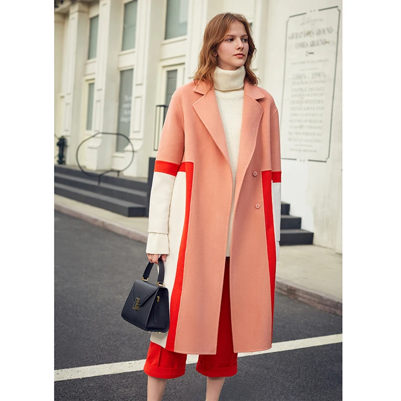 

PandaQ Female Coat Plus Pink Styles Customized Cashmere Abrigos Mujer Invierno Women Clothes Woolen Ladies Fashionable OL