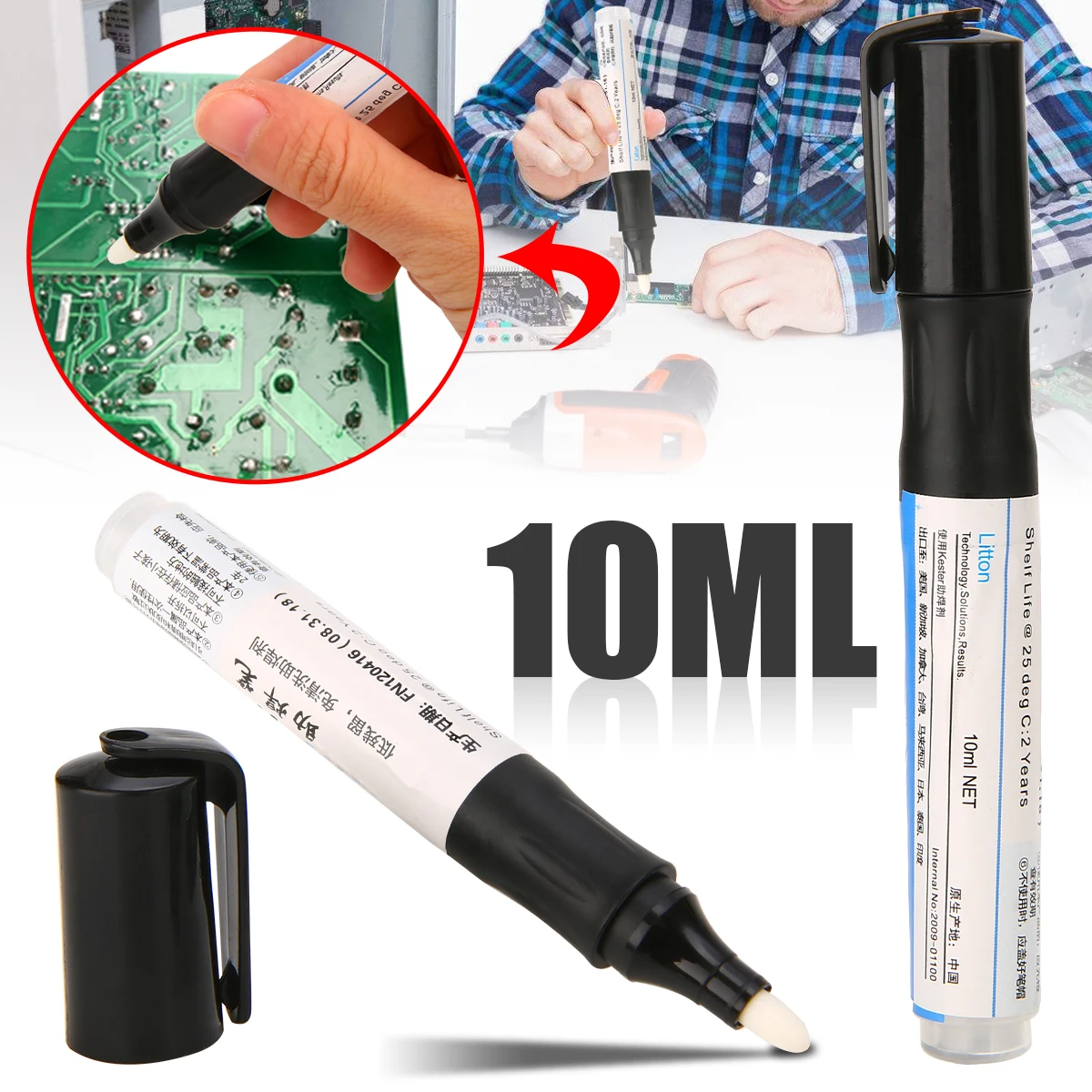 Soldering Rosin Flux Pen 10ml Solder Flux Pen Low-Solid Non-Clean Surface Mount Solar Panel DIY Power Panel Supplies