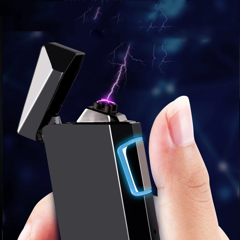 Cigarette lighter Metal Electronic Pulse Usb Recharge Sense Touch Electric Double Arc Cigar Cigarette Power Lighter