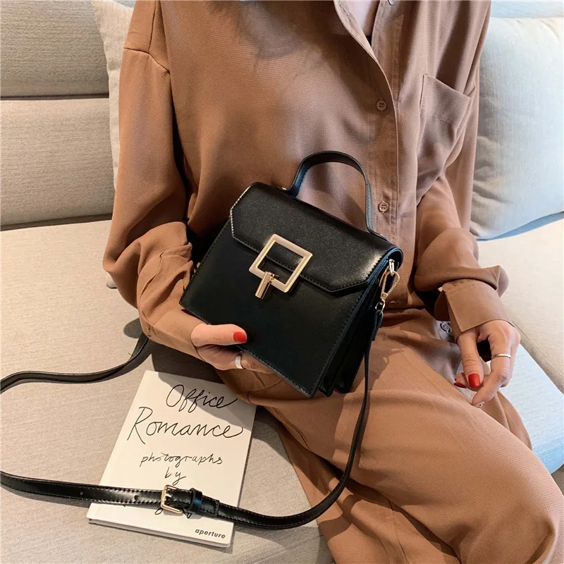 

Online Celebrity Small Black Bag 2019 Fashion INS Korean-style Versitile Fashion Handbag Western Style Retro Shoulder Oblique Sq