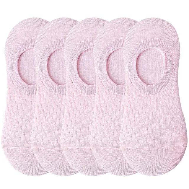 10 pieces = 5 pairs Women Invisible Solid Color Socks Slippers Ladies Polyester Cotton Non-slip Silicone Ankle Socks skarpetki 5 pairs Pink