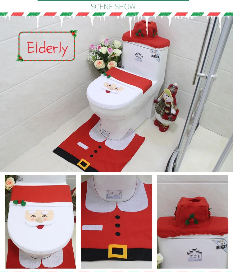 Merry Christmas Spot туалетной крышки Санты, рождественские мужские и женские коврики для унитаза