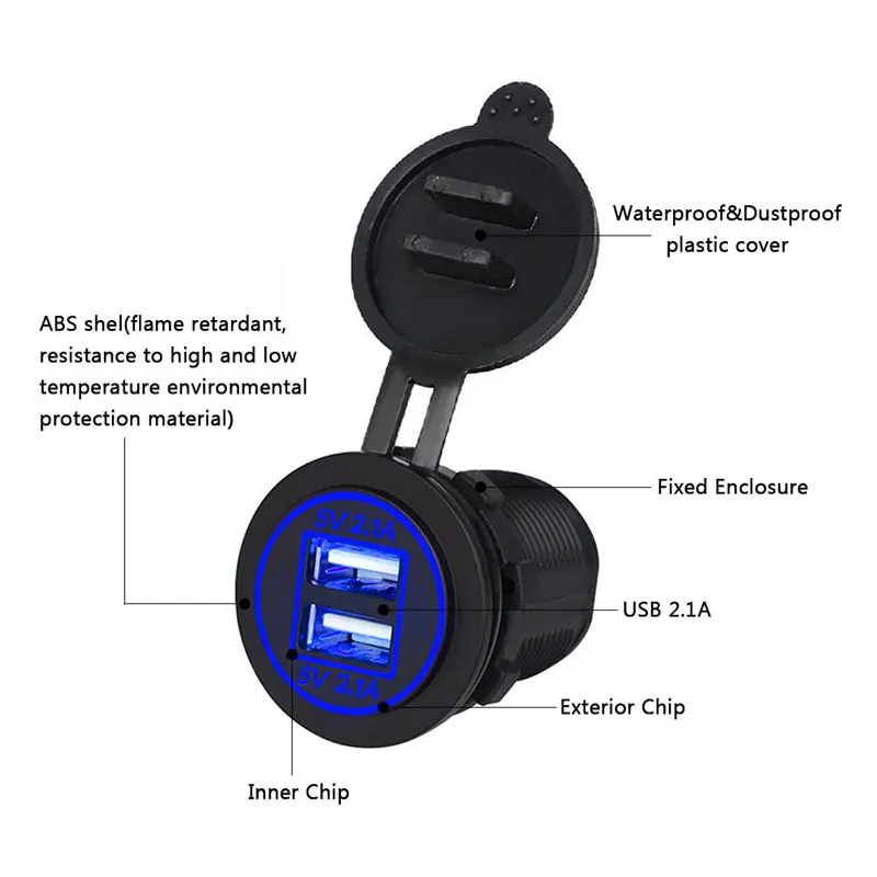Onever 12-24 в USB зарядное устройство для мотоцикла Авто Грузовик ATV Лодка светодиодный автомобиль 4.2A Двойная зарядка с usb-разъемом Универсальный адаптер выход питания